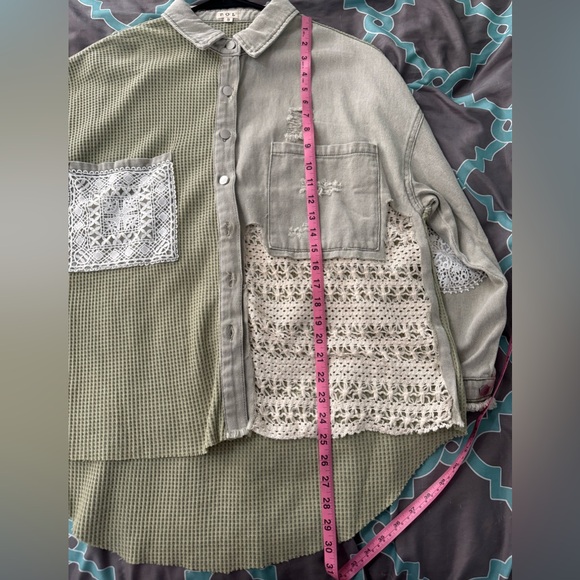 NWOT❤️Three Bird Nest❤️ Way Home Patch Detail Shacket Size Small - Picture 15 of 17